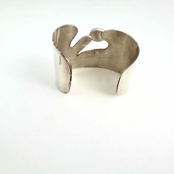 Carol Felley 1995 Sterling Onyx Cuff Bracelet - Picture 2 of 9